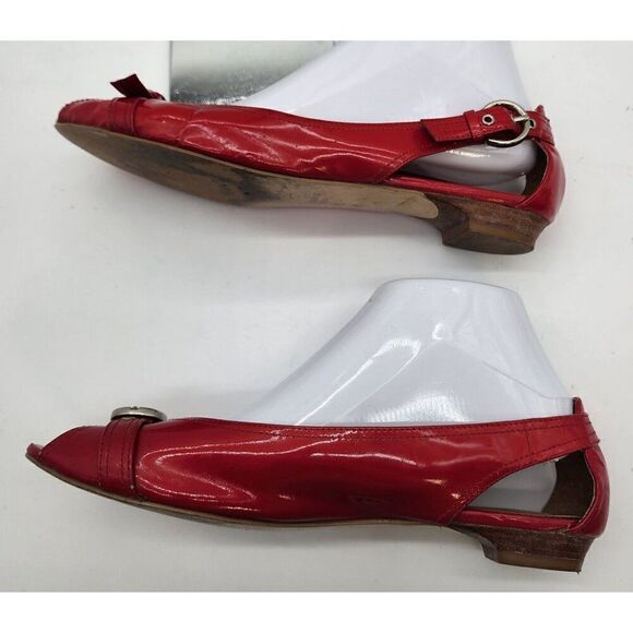 Nine West Red Peep Toe Slingback Flats 8M - Picture 5 of 10